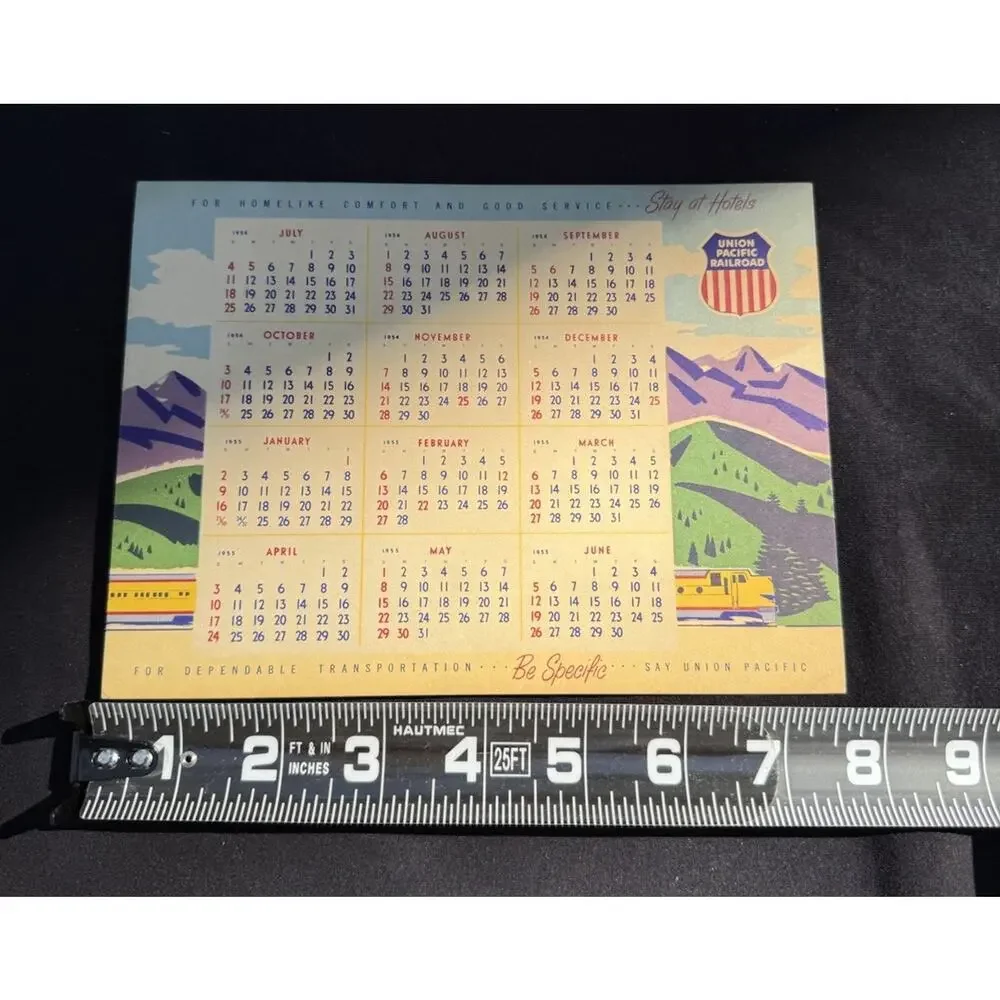 1955-56 Union Pacific Railroad UPRR Desk Calendar Be Specific Say Union Pacific